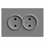 Розетка 2 б/з со шторками. 10А платиново-серый